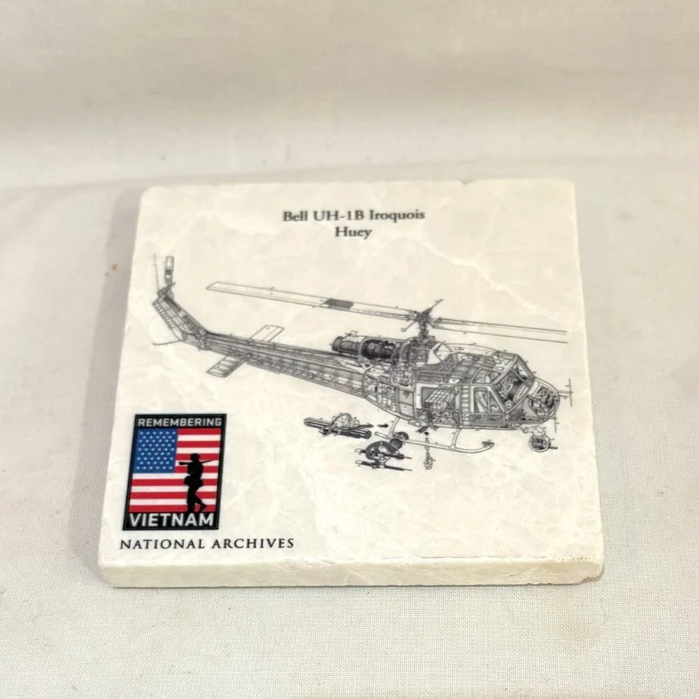 Screencraft Hand Crafted Marble Coaster Bell UH-1B Iroquois Huey Original Box
